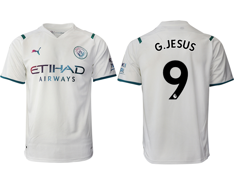 Men 2021-2022 Club Manchester city away aaa version white #9 Soccer Jersey->manchester city jersey->Soccer Club Jersey